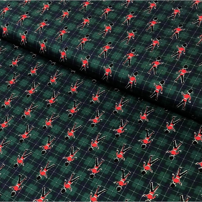 100% Japanese Cotton Fabric Sevenberry Tartan Check Queen's Guard Royal