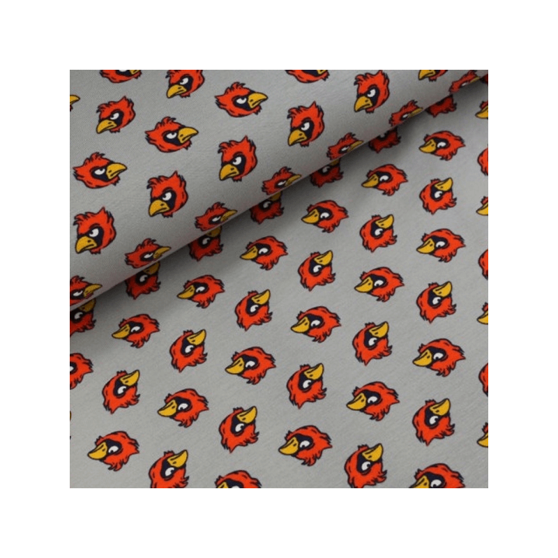 Falcon Heads Angry Birds Cotton Spandex Jersey Fabric (Megan Blue)