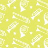 SALE 100% Cotton Fabric (Fabric Freedom) The Sound Of Music Big Brass Band Instrument