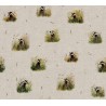 Cotton Rich Linen Look Fabric Digital Botanical Badgers Animals 140cm Wide
