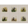 Cotton Rich Linen Look Fabric Digital Botanical Badgers Animals Panel