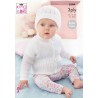 King Cole Knitting Pattern 5584 Baby Cardigan and Hat