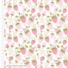 100% Cotton Fabric Make + Believe The Crafty Pie Strawberry Garden White 112cm Wide