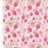 100% Cotton Fabric Make + Believe The Crafty Pie Strawberry Garden Pink 112cm Wide