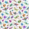 100% Cotton Fabric | Nutex | Luminous - Insects White | 112cm Wide