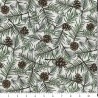 100% Cotton Digital Fabric Timeless Treasures Christmas Winter Wonderland Beige Pinecone Fabric 112cm Wide