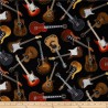 100% Cotton Fabric Timeless Treasures Classic Electric Guitar 112cm Wide