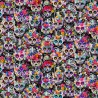 100% Cotton Digital Fabric Timeless Treasures Halloween Day of the Dead Cats & Florals 112cm Wide