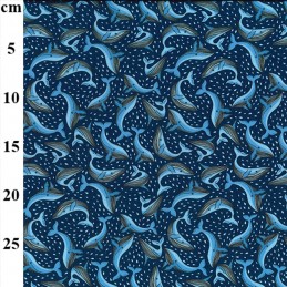 Polycotton Fabric Whales on...