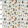Polycotton Fabric Owls & Mushrooms Print – 110cm Wide – Lightweight Craft Fabric