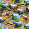 100% Cotton Digital Fabric Timeless Treasures Trains Postcard & Track 112cm Wide