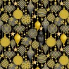 100% Cotton Digital Fabric Timeless Treasures Christmas Baubles Ornaments Metallic Fabric 112cm Wide
