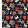 100% Organic Cotton Fabric Make + Believe Bohemian Waters Narrowboat Decor Navy 112cm Wide