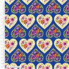 100% Organic Cotton Fabric Make + Believe Bohemian Waters Folk Hearts Blue 112cm Wide