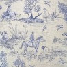 Cotton Rich Linen Look Fabric Country Toile Navy Upholstery 140cm Wide