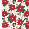 100% Cotton Fabric The Craft Cotton Co Holly & Poinsettia Cream Poinsettia 112cm Wide