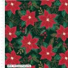 100% Cotton Fabric The Craft Cotton Co Holly & Poinsettia Green Poinsettia 112cm Wide