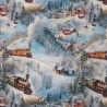 100% Digital Cotton Fabric | Little Johnny | Train Scene - Winter | 150cm Wide