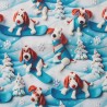 100% Digital Cotton Fabric | Little Johnny | 3D Dogs Blue - Snow | 150cm Wide