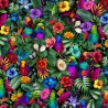 100% Cotton Digital Fabric Timeless Treasures Tropical Floral & Birds 112cm Wide