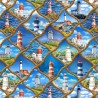 100% Cotton Digital Fabric Timeless Treasures Lighthouse In Diamond Rope 112cm Wide