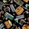 100% Cotton Digital Fabric Timeless Treasures Fishing Gear 112cm Wide