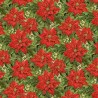 100% Cotton Metallic Fabric Timeless Treasures Packed Poinsettia & Leaves 112cm Wide