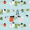 100% Cotton Digital Fabric Dear Stella Hanging Out Cats Laundry 112cm Wide