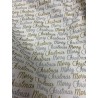 (REMNANT) 100% Cotton Fabric John Louden Merry Christmas Script Cream Approx 58cm x 55cm