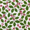 (REMNANT) 100% Cotton Christmas Holly Berry Fabric Approx 55cm x 56cm