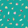 (REMNANT) 100% Cotton Fabric Lewis & Irene Sweet Things Ice Creams Green Approx 17cm x 112cm