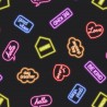 (REMNANT) 100% Cotton Fabric Lewis & Irene Glow Things Neon Signs Black Approx 37cm x 112cm
