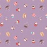 (REMNANT) 100% Cotton Fabric Lewis & Irene Sweet Things Cakes Warm Thistle Approx 45cm x 112cm