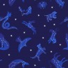 (REMNANT) 100% Cotton Fabric Lewis & Irene Space Glow Constellations Blue Approx 39cm x 112cm