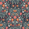 (REMNANT) 100% Cotton Fabric Lewis & Irene Folk Floral Damask Navy Blue Approx 26cm x 112cm
