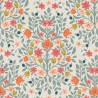 (REMNANT) 100% Cotton Fabric Lewis & Irene Folk Floral Damask Cream Approx 28cm x 112cm