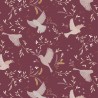 (REMNANT) 100% Cotton Fabric Lewis & Irene Meadow Call Birds Wine Approx 29cm x 112cm