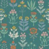 (REMNANT) 100% Cotton Fabric Lewis & Irene Majolica Floral Garden Green Approx 28cm x 112cm