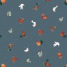 (REMNANT) 100% Cotton Fabric Lewis & Irene Chickens & Ducks Country Blue Approx 34cm x 112cm