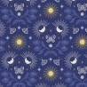 (REMNANT) 100% Cotton Fabric Lewis & Irene Celestial Garden Dusk Metallic Approx 33cm x 112cm