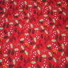 (REMNANT) 100% Cotton Poplin Fabric Christmas Holly Leaves Candy Cane Festive Approx 61cm x 66cm