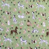 (REMNANT) Polycotton Fabric Dogs Daisies Daisy Dog Doggy Puppy Animals Floral Approx 47cm x 112cm