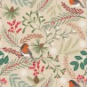 (REMNANT) 100% Cotton Flannel Fabric Lewis & Irene Winter Robin Dark Cream Approx 16cm x 112cm