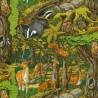 (REMNANT) 100% Cotton Fabric Nutex Friends Of The Forest Foxes Badgers Nature Approx 27cm x 110cm