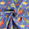 (REMNANT) 100% Cotton Fabric Little Johnny Christmas Dinosaurs Dino Xmas Festive Approx 70cm x 150cm
