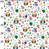 (REMNANT) Polycotton Fabric Owls Forest Trees Flower Floral Birds Wildlife Approx 49cm x 112cm