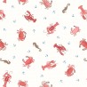 (REMNANT) 100% Cotton Fabric Lewis & Irene Crab Lobster Seahorse Cream Approx 71cm x 112cm