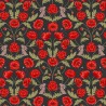 (REMNANT) 100% Cotton Fabric Lewis & Irene Mirrored Poppies & Hares Floral Dark Approx 36cm x 112cm