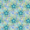 (REMNANT) 100% Cotton Fabric Lewis & Irene Bahia Axe Blue Floral On Cream Approx 25cm x 112cm
