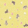 (REMNANT) 100% Cotton Fabric Lewis & Irene Dinky Donkeys Flowers Yellow Approx 22cm x 112cm